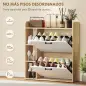 Zapatero Estrecho con 2 Puertas 3 Estantes Laterales y Estantes Ajustables para 15 Pares de Zapatos Natural y Blanco Zapatero Estrecho con 2 Puertas 3 Estantes Laterales y Estantes Ajustables para 15 Pares de Zapatos Natural y Blanco