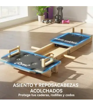 Pilates Reformer Multifuncional con Bandas de Resistencia Asas Rueda Abdominal para Casa Gimnasio Natural