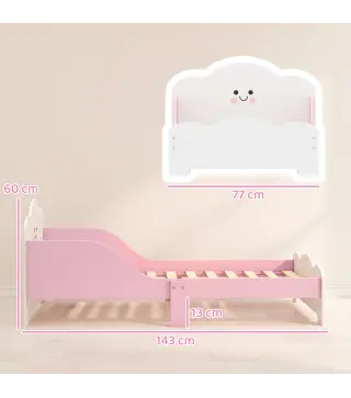 Cama Infantil 70x140 cm Montessori con Barandillas Altas Tema Algodón de Azúcar para Niños y Niñas de 3-6 Años Rosa