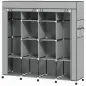 Armario de Tela Portátil con Ruedas 10 Compartimentos 2 Barras para Colgar Estructura de Acero Gris Oscuro Armario de Tela Portátil con Ruedas 10 Compartimentos 2 Barras para Colgar Estructura de Acero Gris Oscuro