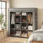 Armario de Tela Portátil con Ruedas 10 Compartimentos 2 Barras para Colgar Estructura de Acero Gris Oscuro Armario de Tela Portátil con Ruedas 10 Compartimentos 2 Barras para Colgar Estructura de Acero Gris Oscuro