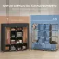 Armario de Tela Portátil con Ruedas 10 Compartimentos 2 Barras para Colgar Estructura de Acero Negro Armario de Tela Portátil con Ruedas 10 Compartimentos 2 Barras para Colgar Estructura de Acero Negro
