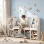 Estantería Infantil Juguetes con Rincón de Lectura Cojín 3 Cajones de Tela 3 Estantes 4 Cubículos 137x40x80 cm Blanco Estantería Infantil Juguetes con Rincón de Lectura Cojín 3 Cajones de Tela 3 Estantes 4 Cubículos 137x40x80 cm Blanco