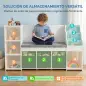 Estantería Infantil Juguetes con Rincón de Lectura Cojín 3 Cajones de Tela 3 Estantes 4 Cubículos 137x40x80 cm Blanco Estantería Infantil Juguetes con Rincón de Lectura Cojín 3 Cajones de Tela 3 Estantes 4 Cubículos 137x40x80 cm Blanco