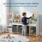 Estantería Infantil Juguetes con Rincón de Lectura Cojín 3 Cajones de Tela 3 Estantes 4 Cubículos 137x40x80 cm Blanco Estantería Infantil Juguetes con Rincón de Lectura Cojín 3 Cajones de Tela 3 Estantes 4 Cubículos 137x40x80 cm Blanco