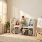 Estantería Infantil Juguetes con Rincón de Lectura Cojín 3 Cajones de Tela 3 Estantes 4 Cubículos 137x40x80 cm Blanco Estantería Infantil Juguetes con Rincón de Lectura Cojín 3 Cajones de Tela 3 Estantes 4 Cubículos 137x40x80 cm Blanco