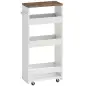 Carrito de Cocina Estrecho de 3 Niveles con Ruedas para Espacios Reducidos Comedor o Salón Blanco