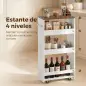 Carrito de Cocina Estrecho de 3 Niveles con Ruedas para Espacios Reducidos Comedor o Salón Blanco