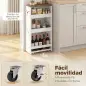 Carrito de Cocina Estrecho de 3 Niveles con Ruedas para Espacios Reducidos Comedor o Salón Blanco