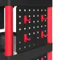 Carro de Herramientas de 3 Niveles con Paneles Perforados Asa Lateral Ganchos Cubeta Negro y Rojo