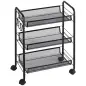 Carrito de Cocina de Acero con 3 Cestas Carga 9 kg para Comedor Sala de Estar Baño 45x26,5x63 cm Negro