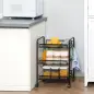 Carrito de Cocina de Acero con 3 Cestas Carga 9 kg para Comedor Sala de Estar Baño 45x26,5x63 cm Negro