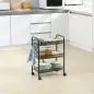 Carrito de Cocina de Acero con 3 Cestas Carga 9 kg para Comedor Sala de Estar Baño 45x26,5x63 cm Negro