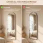 Espejo de Pared Arqueado con Luces 120x40 cm Sin Marco 3 Temperaturas de Color Brillo Ajustable Transparente