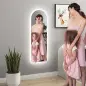 Espejo de Pared Arqueado con Luces 120x40 cm Sin Marco 3 Temperaturas de Color Brillo Ajustable Transparente