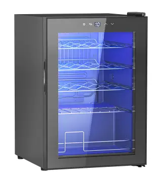 Cava de vino 20 botellas 53L alto rendimiento temperatura ajustable 5-18 °C con luz LED, negro