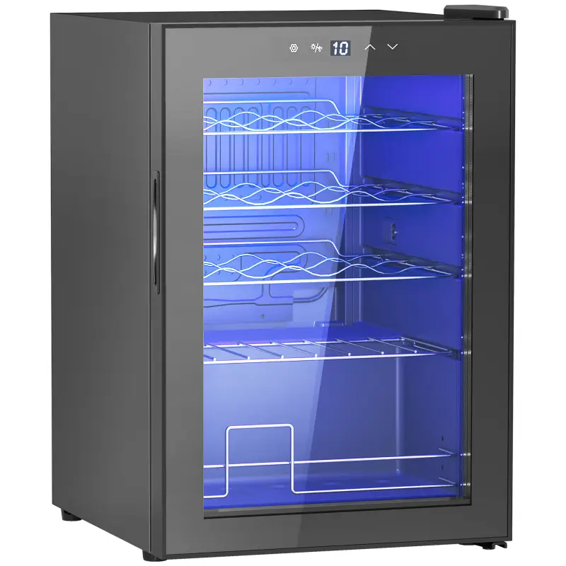 Cava de vino 20 botellas 53L alto rendimiento temperatura ajustable 5-18 °C con luz LED, negro