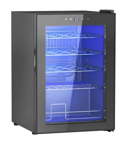 Cava de vino 20 botellas 53L alto rendimiento temperatura ajustable 5-18 °C con luz LED, negro