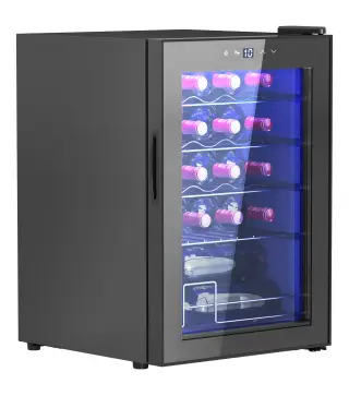 Cava de vino 20 botellas 53L alto rendimiento temperatura ajustable 5-18 °C con luz LED, negro
