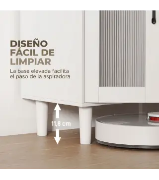 Aparador de Cocina Moderno con Puerta de Acrílico Cajón Estante Ajustable Compartimento Abierto 80x34x91 cm Blanco