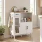 Aparador de Cocina Moderno con Puerta de Acrílico Cajón Estante Ajustable Compartimento Abierto 80x34x91 cm Blanco Aparador de Cocina Moderno con Puerta de Acrílico Cajón Estante Ajustable Compartimento Abierto 80x34x91 cm Blanco