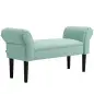 Banco Pie de Cama Tapizado en Lona con Patas de Madera Reposabrazos y Asiento Acolchado Verde Claro Banco Pie de Cama Tapizado en Lona con Patas de Madera Reposabrazos y Asiento Acolchado Verde Claro