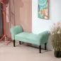 Banco Pie de Cama Tapizado en Lona con Patas de Madera Reposabrazos y Asiento Acolchado Verde Claro Banco Pie de Cama Tapizado en Lona con Patas de Madera Reposabrazos y Asiento Acolchado Verde Claro