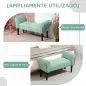 Banco Pie de Cama Tapizado en Lona con Patas de Madera Reposabrazos y Asiento Acolchado Verde Claro Banco Pie de Cama Tapizado en Lona con Patas de Madera Reposabrazos y Asiento Acolchado Verde Claro