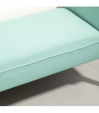 Banco Pie de Cama Tapizado en Lona con Patas de Madera Reposabrazos y Asiento Acolchado Verde Claro