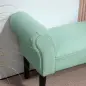 Banco Pie de Cama Tapizado en Lona con Patas de Madera Reposabrazos y Asiento Acolchado Verde Claro Banco Pie de Cama Tapizado en Lona con Patas de Madera Reposabrazos y Asiento Acolchado Verde Claro