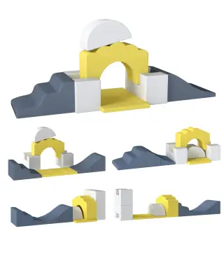 Juego de 7 Bloques de Espuma para Niños Bloques de Psicomotricidad con Base Antideslizante para 0,5-3 Años Amarillo