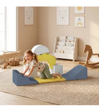 Juego de 7 Bloques de Espuma para Niños Bloques de Psicomotricidad con Base Antideslizante para 0,5-3 Años Amarillo