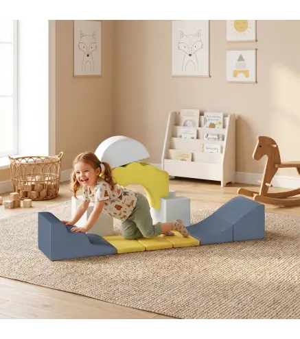 Juego de 7 Bloques de Espuma para Niños Bloques de Psicomotricidad con Base Antideslizante para 0,5-3 Años Amarillo