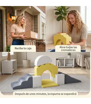 Juego de 7 Bloques de Espuma para Niños Bloques de Psicomotricidad con Base Antideslizante para 0,5-3 Años Amarillo
