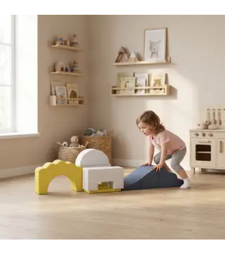 Juego de 7 Bloques de Espuma para Niños Bloques de Psicomotricidad con Base Antideslizante para 0,5-3 Años Amarillo