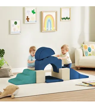 Juego de 7 Bloques de Espuma para Niños Bloques de Psicomotricidad con Base Antideslizante para 0,5-3 Años Azul Oscuro