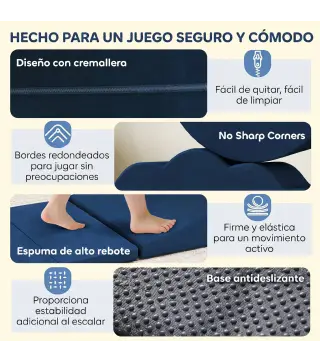 Juego de 7 Bloques de Espuma para Niños Bloques de Psicomotricidad con Base Antideslizante para 0,5-3 Años Azul Oscuro