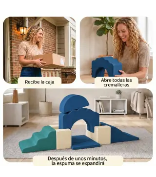 Juego de 7 Bloques de Espuma para Niños Bloques de Psicomotricidad con Base Antideslizante para 0,5-3 Años Azul Oscuro