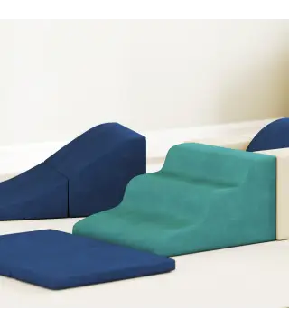 Juego de 7 Bloques de Espuma para Niños Bloques de Psicomotricidad con Base Antideslizante para 0,5-3 Años Azul Oscuro