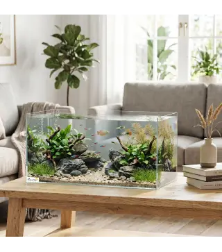 Acuario de Pecera 51 L Pecera de Cristal con Alfombrilla Protectora para Peces Camarones y Tortugas Transparente