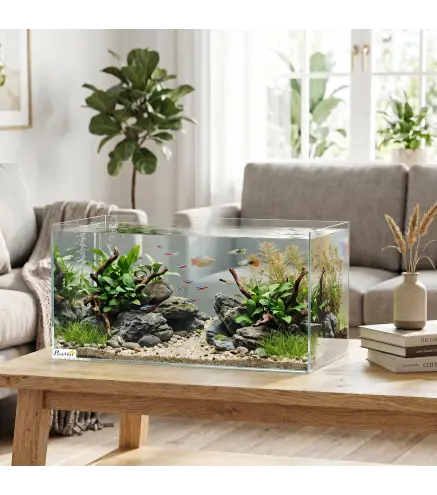 Acuario de Pecera 51 L Pecera de Cristal con Alfombrilla Protectora para Peces Camarones y Tortugas Transparente