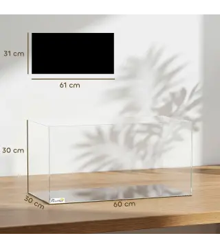 Acuario de Pecera 51 L Pecera de Cristal con Alfombrilla Protectora para Peces Camarones y Tortugas Transparente
