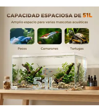 Acuario de Pecera 51 L Pecera de Cristal con Alfombrilla Protectora para Peces Camarones y Tortugas Transparente