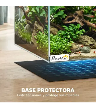 Acuario de Pecera 51 L Pecera de Cristal con Alfombrilla Protectora para Peces Camarones y Tortugas Transparente