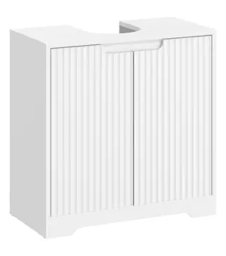 Mueble Bajo Lavabo con Puertas de Cierre Suave y Diseño Acanalado 2 Estantes para Lavabo con o sin Pedestal Blanco