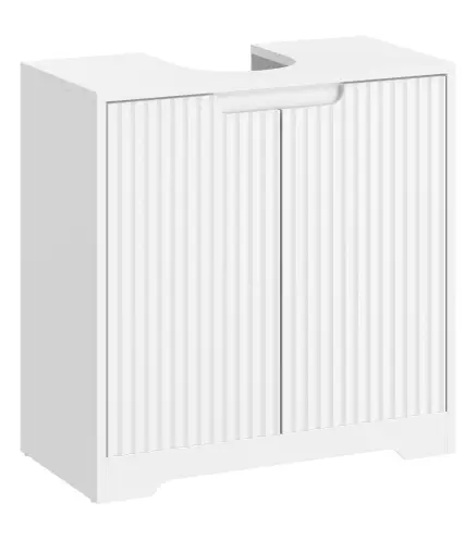 Mueble Bajo Lavabo con Puertas de Cierre Suave y Diseño Acanalado 2 Estantes para Lavabo con o sin Pedestal Blanco