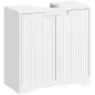 Mueble Bajo Lavabo con Puertas de Cierre Suave y Diseño Acanalado 2 Estantes para Lavabo con o sin Pedestal Blanco Mueble Bajo Lavabo con Puertas de Cierre Suave y Diseño Acanalado 2 Estantes para Lavabo con o sin Pedestal Blanco