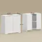 Mueble Bajo Lavabo con Puertas de Cierre Suave y Diseño Acanalado 2 Estantes para Lavabo con o sin Pedestal Blanco Mueble Bajo Lavabo con Puertas de Cierre Suave y Diseño Acanalado 2 Estantes para Lavabo con o sin Pedestal Blanco