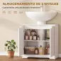 Mueble Bajo Lavabo con Puertas de Cierre Suave y Diseño Acanalado 2 Estantes para Lavabo con o sin Pedestal Blanco Mueble Bajo Lavabo con Puertas de Cierre Suave y Diseño Acanalado 2 Estantes para Lavabo con o sin Pedestal Blanco