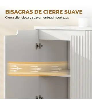 Mueble Bajo Lavabo con Puertas de Cierre Suave y Diseño Acanalado 2 Estantes para Lavabo con o sin Pedestal Blanco